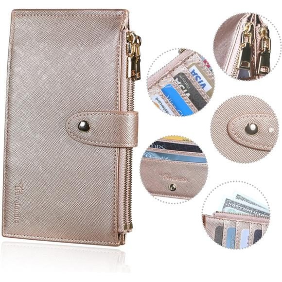 Womens Wallet RFID Blocking Bifold Multi Card Case Wallet with Zipper Pocket - Picture 5 of 6